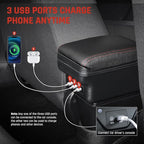 YJYWZH Armrest Box for Hyundai Accent Verna Accessories 2017-2020 Armrest for Car Center Console Organizer Double Layer Storage Space with 3 USB Ports, Red Thread