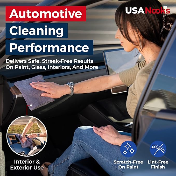 USANOOKS Microfiber Cleaning Cloth Grey - 24 Pcs (12.5"x12.5") - High Performance - 1200 Washes, Ultra Absorbent Microfiber Towel Weave Grime & Liquid for Streak-Free Mirror Shine - Car Washing Cloth