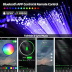 20W Twinkle Fiber Optic Light,600pcs 0.03in 6.5ft Starlight Headliner Kit with 3 Hole RGBW LED Light Engine,APP/Remote Control Music Mode,Time Function for Car Roof Home Star Ceiling