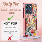 for Moto G Stylus 2025 Case - Compatible with MagSafe Women Cute Girls Magnetic Phone Cover Girly Pretty Floral Flower Heavy Duty Shockproof Design for Motorola Moto G Stylus 5G 2025 Cases