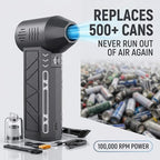 Compressed Air Duster & Handheld Vacuum, 100,000 RPM Electric Air Duster, 3-Speed Cordless Keyboard Cleaner, Rechargeable Mini Air Blower for PC, Computer, Camera and Car Detailing(Black)