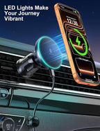 MOKPR for iPhone Magsafe Car Mount Charger, Wireless Car Charger Magnetic Car Phone Holder for Dash Air Vent-LED HandsFree Car Mount Fast Car Charger for iPhone 17/16/15/14/13/12 Series