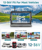 RV Wireless Backup Camera, 7" IPS Monitor +AHD Rear View Camera,Support Up to 4 Cameras DVR Image Flip, Wireless Back Up Camera 12V-36V for Truck/Trailer/RV/Camper/Excavator/Caravan
