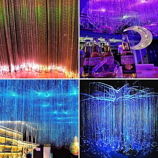 AZIMOM PMMA Plastic Flash Point Fiber Optic Strands 100PCS 0.04IN 9.8ft Side Glow Curtain Waterfall Optical Fiber Cables for LED Light Engine Driver Source Decoration