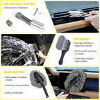 Nilight 27PCS Car Detailing Kit Auto Cleaning Tools Wash Set with Storage Carry Bag Home Use for Interior Exterior Deep Clean Polish Car Care Windshield Dashboard Seat Air Vents Wheels Tires, Yellow