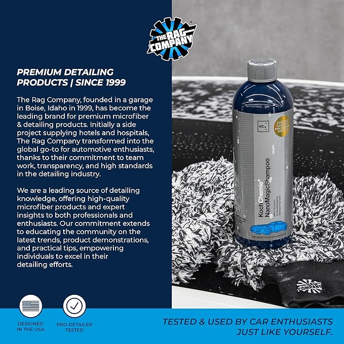 The Rag Company - 4-Piece Premium Essential Car Wash Kit - Includes Famous Gauntlet Drying Towel, Cyclone Wash Mitt + Wash Pad, and Premium NanoMagic Car Shampoo