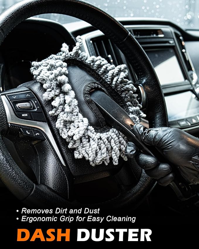 Windshield Cleaner Tool, 18Pcs Car Interior Detailing Brush Set, Inside Windshield Cleaning Kit with 200g Cleaning Gel, Duster Brush, 2 Microfiber Pads, Car Detailing Supplies for Men (Gray)
