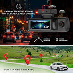DS18 Eagle-F3 4K Dash Cam Triple Front Cabin and Rear, WiFi GPS Dash Cam with Night Vision, 24/7 Parking Mode, G-Sensor, Loop Recording, Includes 64GB microSD Card