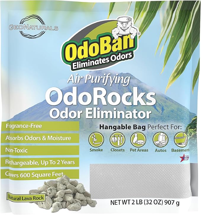 OdoBan Air Purifying OdoRocks Natural Odor Eliminator Made from Natural Volcanic Rocks, Made in the USA, Fragrance Free, 2 Pound Bag