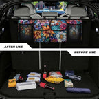 Boho Floral Blossoms Trunk Organizer Car Women Large Capacity Hanging Car Organizer Collapsible Cargo Bag,Easy to Install