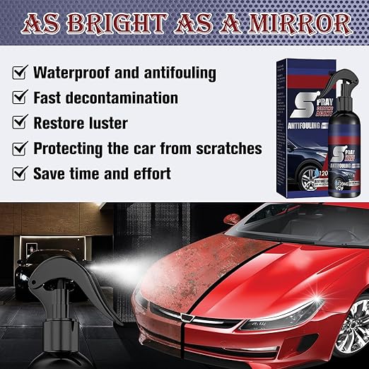 3 in 1 Ceramic Car Coating Spray,Multi-Functional Coating Renewal Agent,High Protection Quick Car Coating Spray Fast-Acting,Plastic Parts Refurbish Agent,Waterless Car Wash,Nanotechnology (2PCS)