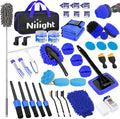 Nilight 52PCS Car Detailing Kit Auto Cleaning Tools Wash Set with Storage Carry Bag Home Use for Interior Exterior Deep Clean Polish Car Care Windshield Dashboard Seat Air Vents Wheels Tires, Blue