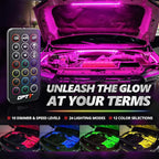 OPT7 Aura Pro Engine Bay Lights w/App & Remote Control, 4PCS 24” Waterproof Underhood LED Light Strips, RGB Multi-Color Music Sync Decoration for Pickup Truck Tacoma Tundra 4Runner Dodge Durango