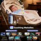 Rechargeable Hands-Free Baby Rocker & Sleep Soother – Portable Vibration Device with 6 Levels, 21 Melodies & Smart Sensor – Fits Most Strollers, Car Seats & Baby Gear, Travel Essential for Newborns