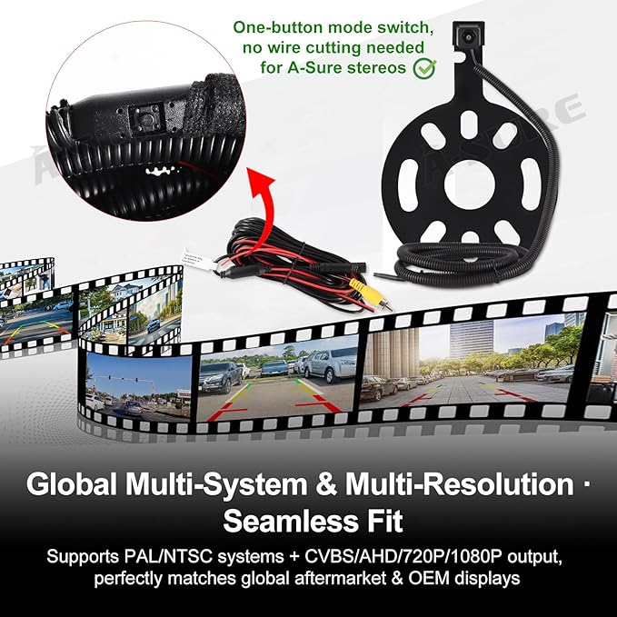 ASURE Spare Tire Backup Camera for Jeep Wrangler JK 2007-2017, Jeep JK Backup Camera Kit,1080P HD Starlight Rear View Camera, PAL NTSC AHD CVBS Switch, 170° Wide Angle with 26FT Cable, IP68 Waterproof