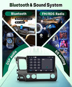 [5GHz-WiFi/Android 15] for Honda Civic 2006-2011 Wireless Carplay Android Car Stereo Support Wireless Android Auto with GPS Navigation AHD Backup Camera FM RDS Radio Receiver EQ SWC 2G+64G