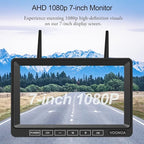 1080P Wireless RV Camera System, IP69 Waterproof Night Vision Backup Camera Side Rear View Camera with 7 Inch HD Monitor for RV Truck Trailer Camper