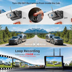 3 Magnetic Wireless Backup Camera with HD 1080P 10" DVR Monitor, 1-Rear View 2-Side View Cameras Wireless System for RV Trailer Trucks, Built-in 9600mAh Battery,Night Vision,Recording- ZEROXCLUB BC103