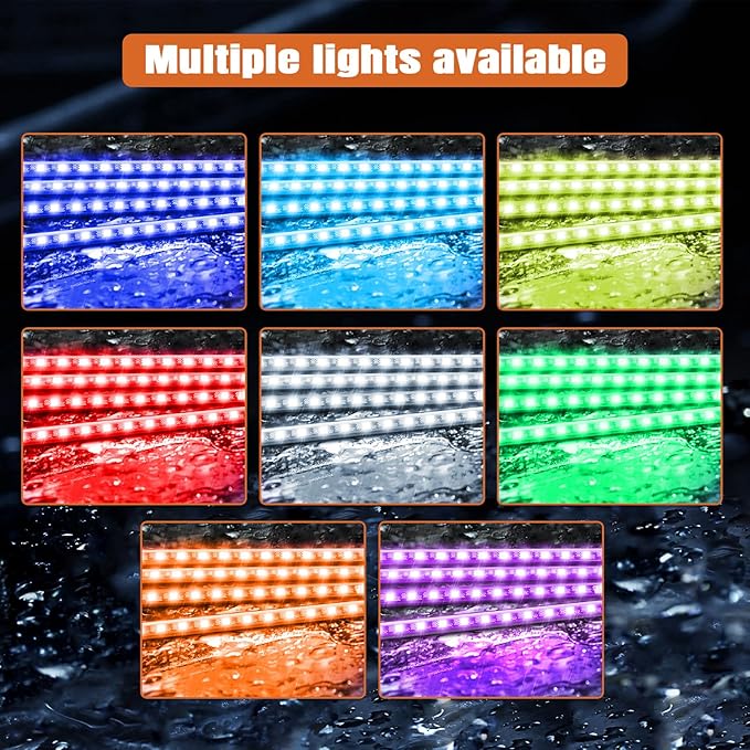 Wuyaoyao Car LED Interior Light, 48 LED Lights Multicolor Music Car Strip Light, Car Strip Light with Sound Active Function and Remote Control, Under Dash Lighting Kit (Cigarette Lighter+APP)