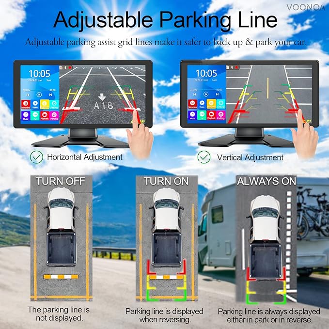4K RV Backup Camera System 10.36" Quad Split Touch Screen Monitor with 4 1080P Rear Side View Camera, DVR Recording Bluetooth MP3 MP5 IP69 Waterproof Night Vision for RV Truck Trailer Tractor