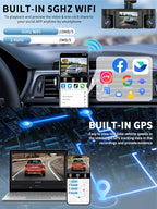 Dash Cam Front and Rear Inside, 360° Dash Camera for Cars 4 Channel 2K FHD Mini Dashcam, Car Camera Built-in WiFi GPS, Free 64G Card, Voice Control, Night Vision WDR/HDR, 24/7 Parking Mode V50-4CH