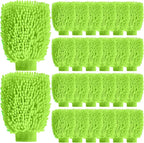 24 Pack Car Wash Mitt Bulk Microfiber, 10'' x 8'' Chenille Car Wash Mitt Gloves, Scratch Free Double Sided No Lint No Marks for Truck SUV and All Vehicle Surfaces (Lime Green)