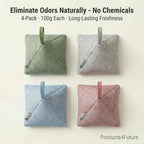 4 pack Naturally Activated Bamboo Charcoal Air Purifying Bags | Natural Home Deodorizer Bag | Charcoal Bag Odor Absorber For Pets | Odor Eliminator & Moisture Absorber Air Freshener Bag (100g Pyramid)
