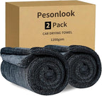 2 Pack Microfiber Car Drying Towels 1200 GSM , 36x24 Inch Extra Large Double Twisted Pile, Edgeless Car Wash Towels, Ultra Absorbent,No Streak, Scratch or Water Spot Towel for Cars&Trucks(Gray)