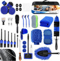 MIAOKE 41Pcs Professional Car Detailing Kit, Car Wash Kit with Portable Handbag, Wet and Dry Use Car Cleaning Kit, Durable Drill Brush, Apply to Interior, Exterior, Wheels, Trucks, Motorcycles