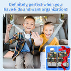 Plzpik Car Backseat Organizer with Tablet Holder,11 Storage Pockets with Foldable Food Tray, Protector Kick Mats for Kids, Travel Accessories Organizer (Gray, 2-Pack)