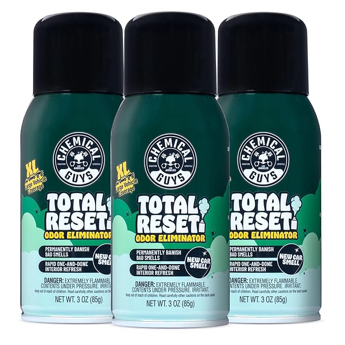Chemical Guys Odor Eliminating Fogger 3 Pack – New Car Smell, 3 Oz Each – Set-and-Forget System to Remove Smoke, Pet, Gym, and Food Odors in Cars, Trucks, SUVs