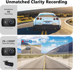 Z-Edge T4 Dash Cam Front and Rear, 4K Dual Dash cam, 2K+1080P Front and Rear, Touch Screen WiFi Car Camera, WDR, Night Vision, G-Sensor, Loop Recording, 24 Hours Parking Mode, Support 512GB Max