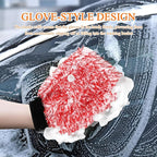 2PCS Car Wash Mitt, 11"×8" Cyclone Microfiber Cleaning Mitt for Cars, Scratch-Free & Lint-Free, Double Sided Automotive Washing Gloves, Universal Auto Cleaning Supplies (Red+White)