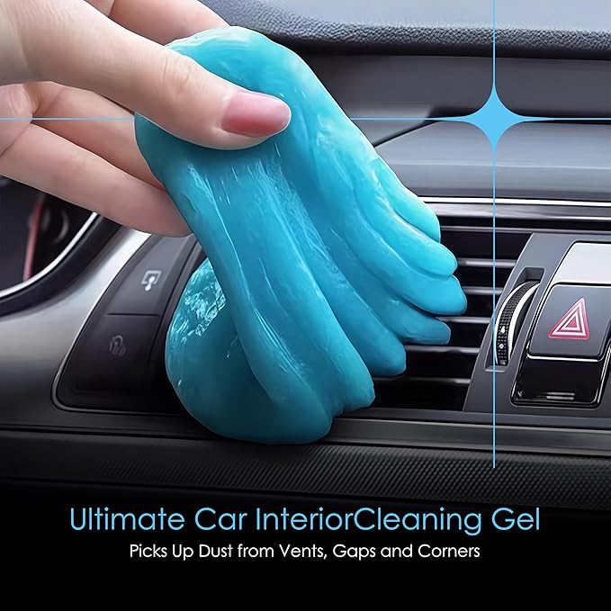 Car Cleaning Gel Putty, Reusable Dust Removal for Keyboard, Car Interior, Air Vents, Dashboard & Tight Spaces | Auto Detailing Putty (Blueberry Scent)