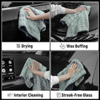 LIVOS Car Drying Towel, Premium Microfiber Towels for Cars, 1000GSM, Edgeless Twisted Loop Design, No Streaks, Scratches, or Water Spot, Absorbent Wash Towel, 18" x 24" (Check Silver&Grey)