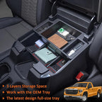 TOPINSTALL 22-26 Red Refreshed Full Tray Compatible with 2022-2026 Silverado/Sierra 1500 and 2024-2026 Chevy Silverado/GMC Sierra 2500HD 3500HD, Armrest Organizer (Full Console w/Bucket Seats ONLY)