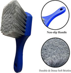 Wheel & Tire Brush for Car Rim, Soft Bristle Car Wash Brush, Cleans Tires & Releases Dirt and Road Grime, Short Handle for Easy Scrubbing Blue