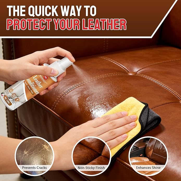 Foam Cleaner and Leather Conditioner Kit Long-Lasting Protection for Leather Car Interior, Furniture, Sofa