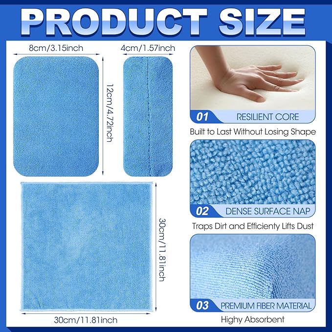 HunnmingRe 24 Pcs Microfiber Applicator Pad Kit Include Non Scratch Car Wash Sponge and Cleaning Cloth Microfiber Towels Premium Wax Foam Applicator Pads for Car Drying, Detailing, Buffing