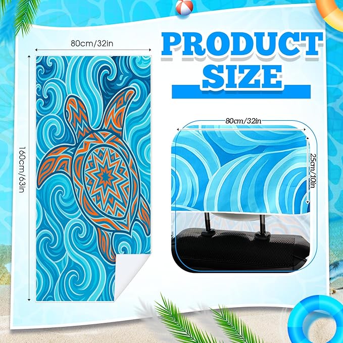 Hahafelt 2 Pack Car Seat Towel Covers with Storage Bag, 63 x 32 Inch Universal Non Slip Waterproof Sweat Protector for Car Truck, Gym Swimming Running, Machine Washable (Colorful Sea Turtle)