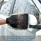 YETTASBIN Musical Note 2PCS Car Wash Mitts, Ultra Absorbent Chenille Microfiber Car Washing Gloves, Scratch-Free Lint-Free Auto Cleaning Mitt, Machine Washable Elastic Cuff Car Wash Sponge
