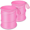 Car Trash Can, 2 Packs Mini Collapsible Car Trash Bin for Front Back Seat, Pop up Garbage Can, Portable Bag Hanging for Vehicle SUV Rv Truck Accessories Interior, Pink