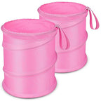 Car Trash Can, 2 Packs Mini Collapsible Car Trash Bin for Front Back Seat, Pop up Garbage Can, Portable Bag Hanging for Vehicle SUV Rv Truck Accessories Interior, Pink