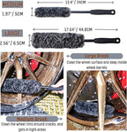 oesee Refined Long Handle Car Wheel Brush Arsenal, Soft Wheel and Rim Brush,Tire Brush, Bendable & Durable Car Wheel Rim Cleaner Brush Set for Cleaning Wheel and Tire, Large, Grey & Black