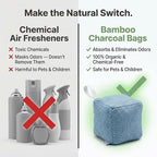 4 pack Naturally Activated Bamboo Charcoal Air Purifying Bags | Natural Home Deodorizer Bag | Charcoal Bag Odor Absorber For Pets | Odor Eliminator & Moisture Absorber Air Freshener Bag (100g Cube)