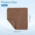 HARFINGTON 4 Pack Microfiber Cleaning Cloth, 16" x 16" Multi-Functional Cleaning Towels Reusable Absorbent Rags for Car Wash Kitchen Household Window Clean, Brown