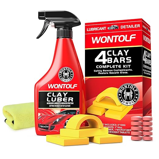 Heavy Duty Car Clay Bars Auto Detailing Clay Luber Synthetic Lubricant Kit, 4 Clay Bars, Clay Bar Lubricant Tablets 10 Pack, Spray Bottle and Microfiber Towel for Car Detailing Cleaning