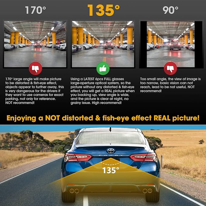 NATIKA Backup/Front/Side View Camera: No Distortion Effect Starlight Night Vision HD Metal Flush or Surface Mount 720P AHD and TVI Reverse Rear View Backup Camera for Cars Pickup Trucks SUVs RVs Vans
