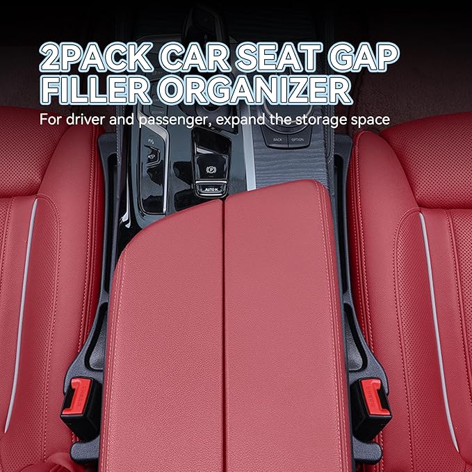 USSDE Car Gap Filler, Dual Slot Car Seat Gap Organizer 2 Pack, Universal Fit Soft Car Seat Crack Gap Filler Between Seat and Console Stop Things from Dropping (Style B)