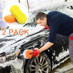 Tanlade 2 Pcs Large Microfiber Car Wash Sponge for Cleaning, Non Scratch Microfiber Sponges for Car Washing Supplies, Trucks and Motorcycles (Orange,Yellow)